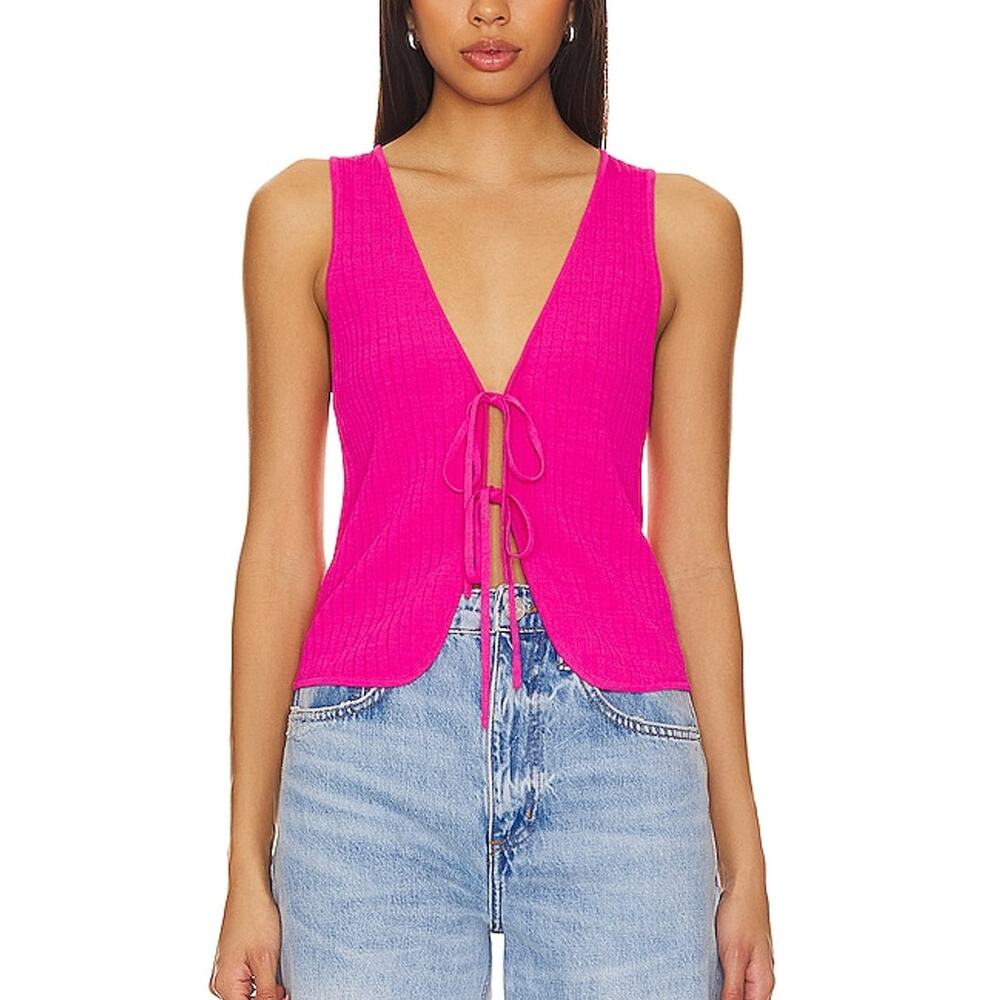 Show Me Your Mumu Ribbed Pink Time Out Tie Top Size S